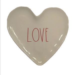 Rae Dunn LOVE Heart Shaped Plate Tray Trinket Red Letters Valentine’s Decor NEW